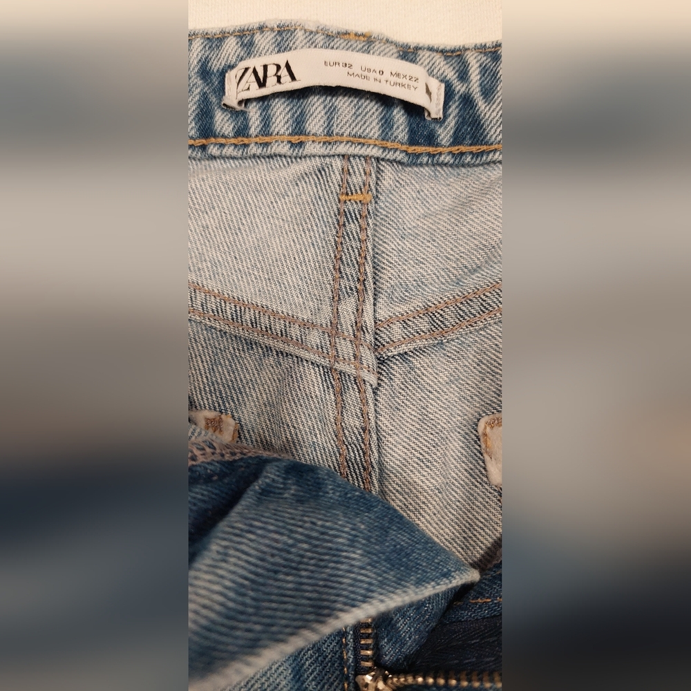 Zara Blue Skinny Jeans Trendy Distressed Design - Picture 5 of 8